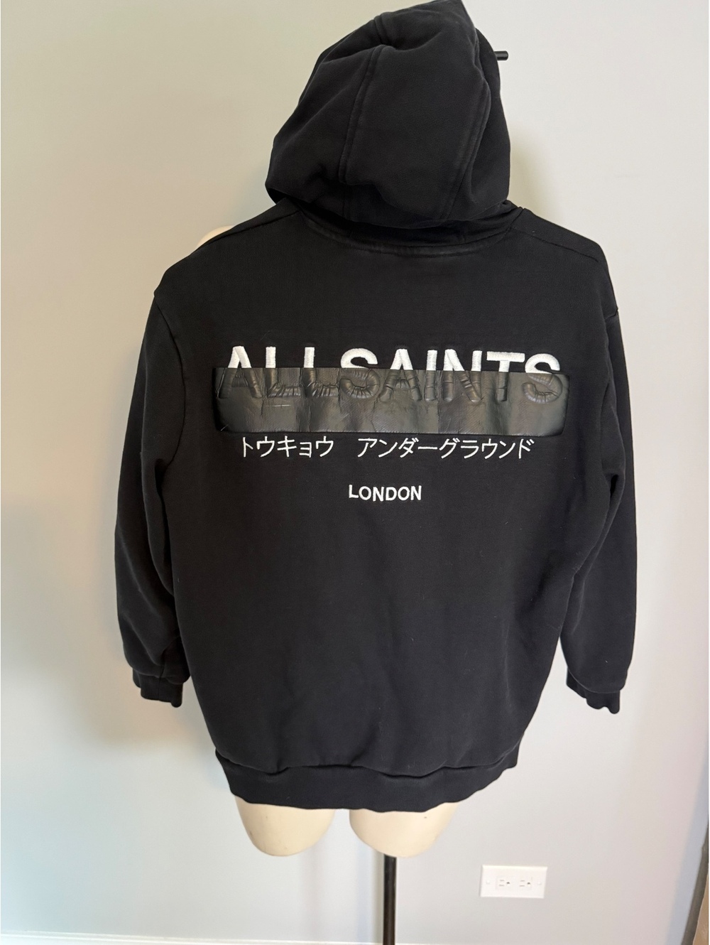 All Saints Boys' Black Hoodie Sweatshirt with Graphic Print - Picture 3 of 11
